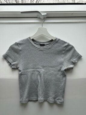 Brandy Melville Light Gray Ribbed Crop Top